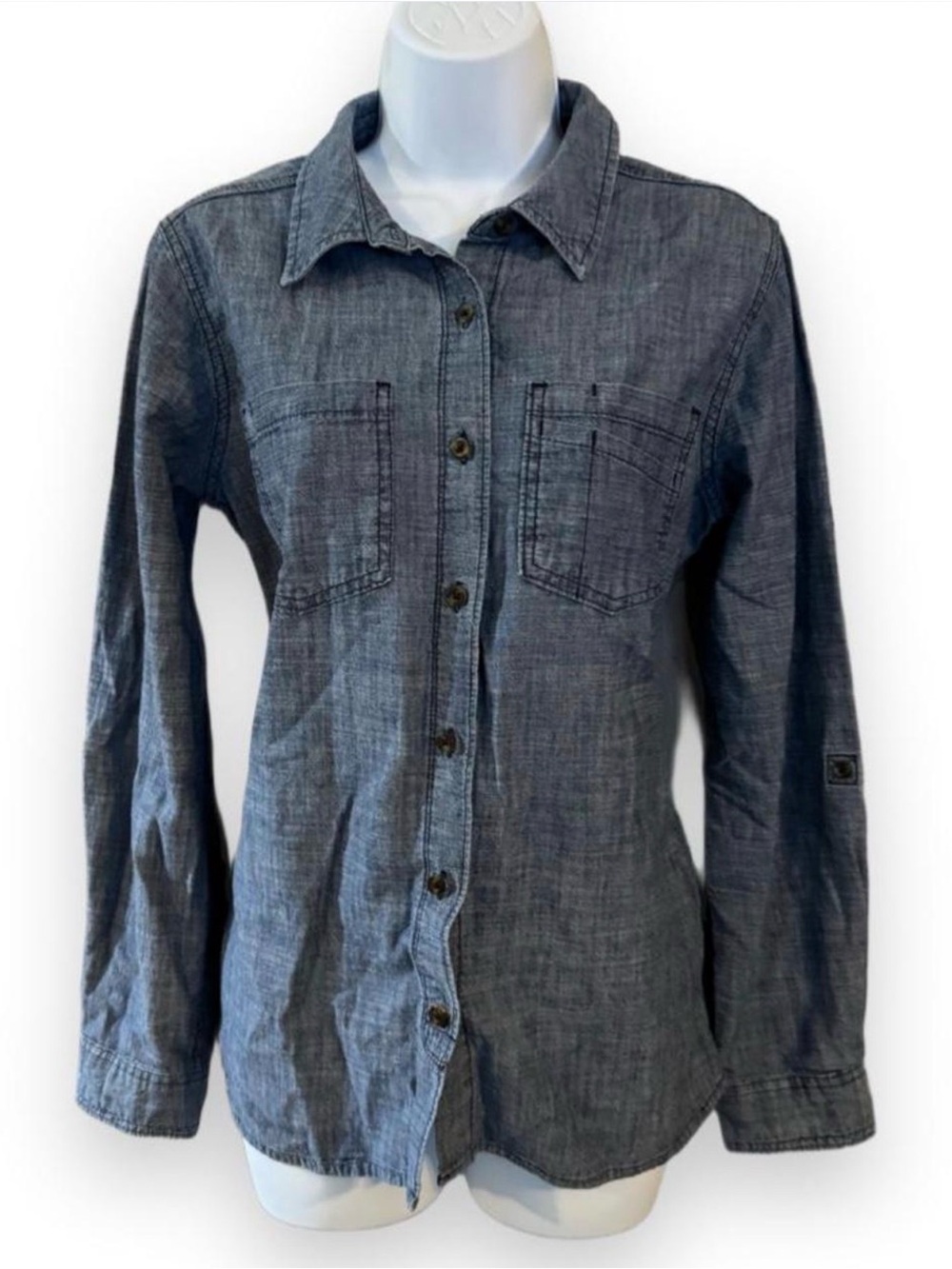 Carhartt Women's Chambray Button-Down Shirt in Slate Blue
